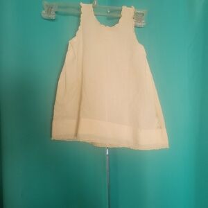 Cream Sleeveless Baby/Toddler Dress with Lace Trim Buttons At Shoulders